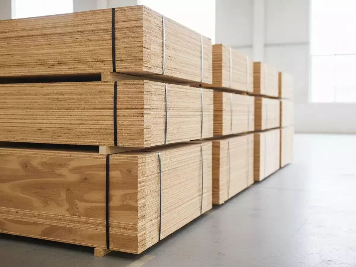 Finished plywood stacked and ready to load
